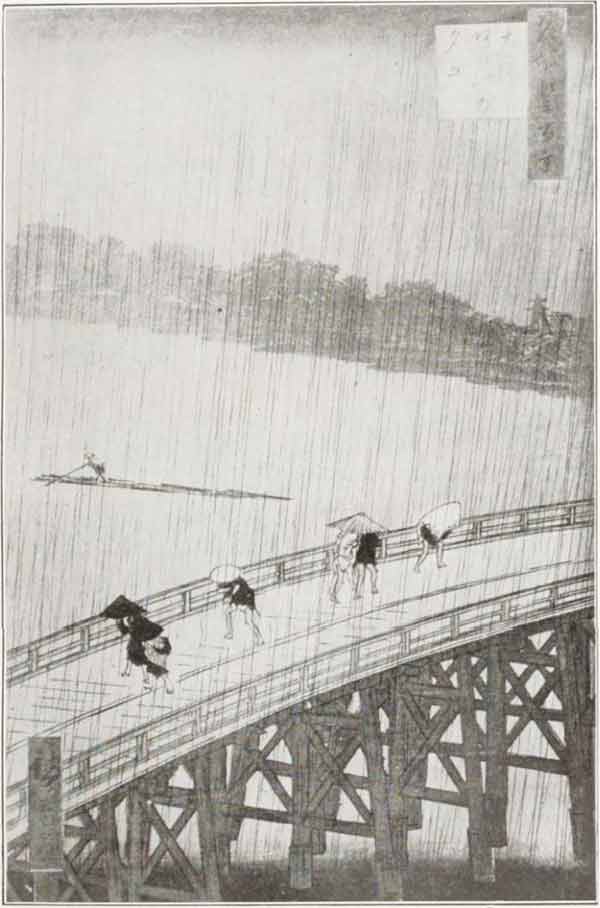 Une averse sur le pont de Ryogoku, par Hiroshigué